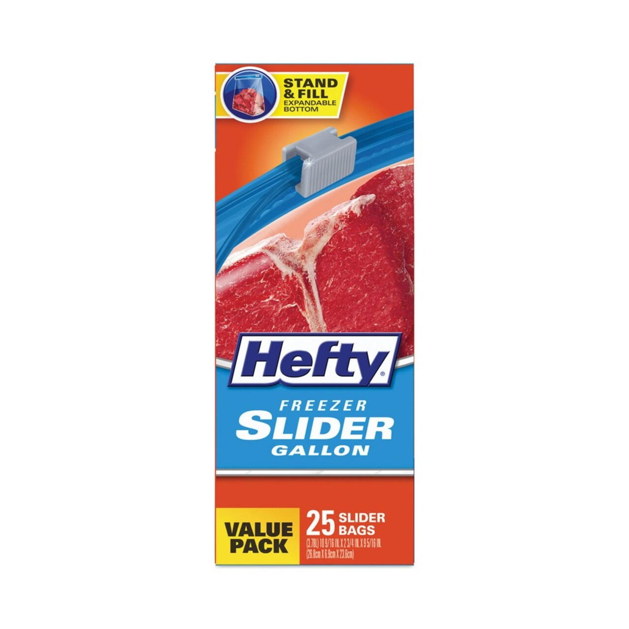 Hefty 10.56 in. x 11 in. 1 Gallon Slider Stand and Fill Freezer Storage Bags - Clear (25/Box)